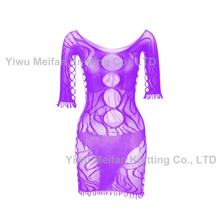 New Sexy Transparent Open Temptation One-Piece Lingeries Fishnet Ultra-thin Jacquard Tassel Mature Sexy Bodystocking