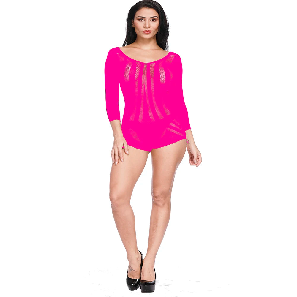 Lingerie Femme 2023 Fishnet Bodystocking Babydoll Lingerie Chemise Halter Nightwear Bodysuit Chemise Mini Teddy Dress