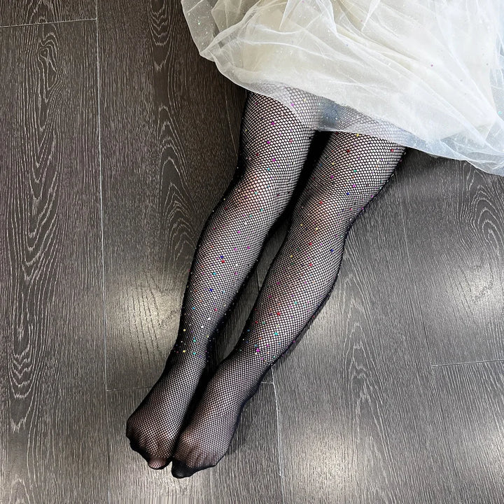 Wholesale Girls Colorful Rhinestone Fishnet Pantyhose Children Mesh Stockings Hollow Out Fish Net Dance Tights