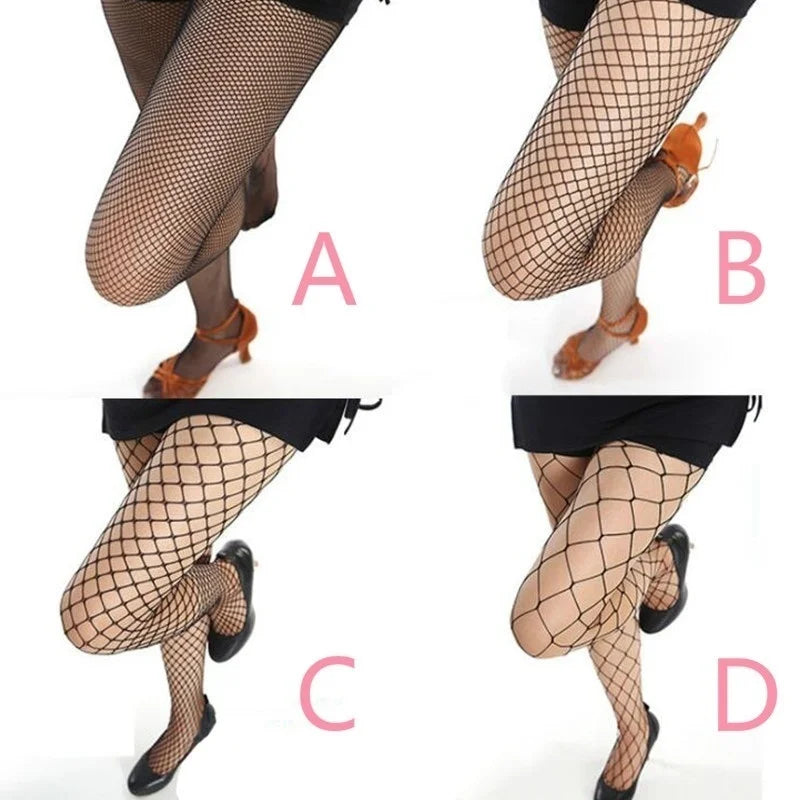 Women's Sexy Black Mesh Pantyhose Middle Mesh Fishnet Punk Dress Sexy Lingerie Nylon Hollow Out Pantyhose