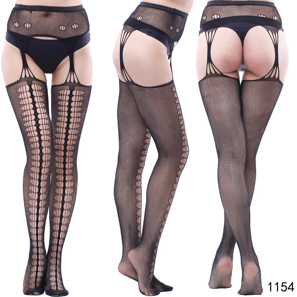 Womens Lingerie Body Garter Belt Thigh High Sheer Nylon Stockings Suspenders Sexy Pantyhose/tights