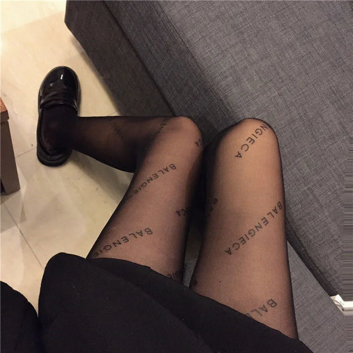 Popular Sexy Fishnet Tights for Women Custom Print Logo Pantyhose gg Hollow Out Stockings