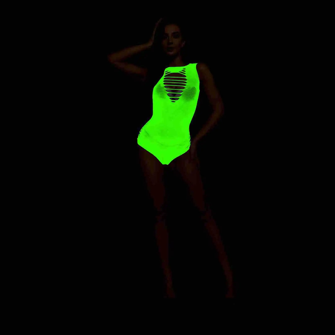 Halloween Glow in the Dark Fishnet Stockings Dress  Luminous Sexy Fishnet Pantyhose for Women's Sexy Erotic Lingerie