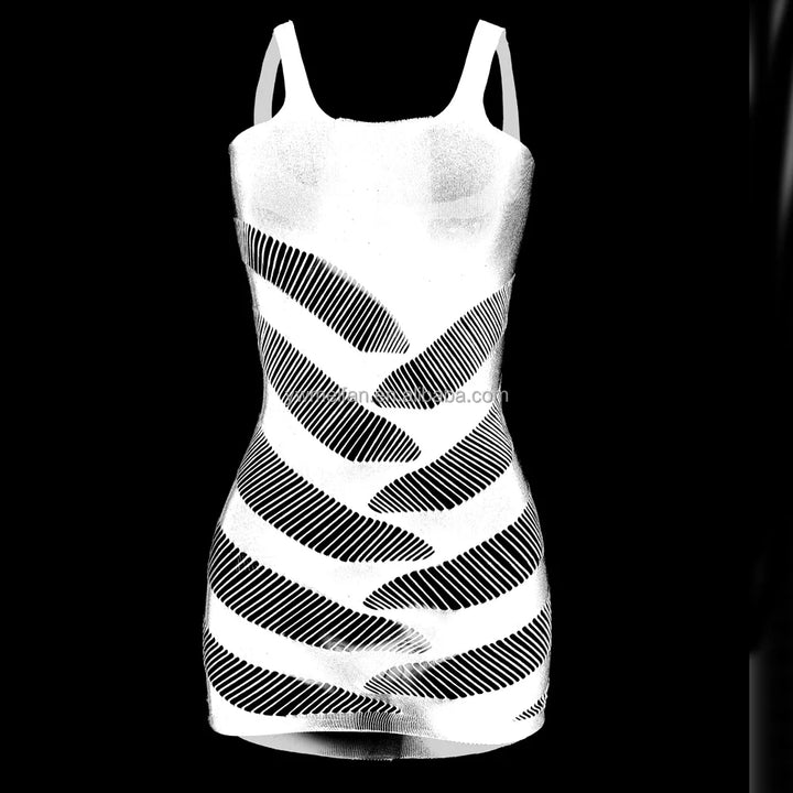 Wholesale Sexy Mesh Lingerie Dress Valentine's Day Sexy Play Suit Zebra Strips Bodysuit Nylon Fishnets Bodystocking