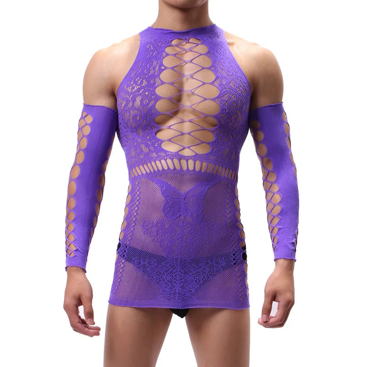 Popular Designer Bodycon Unisex Temptation Bodysuit Mature Male Bodystocking Sets Nylon Durable  Mens Stockings