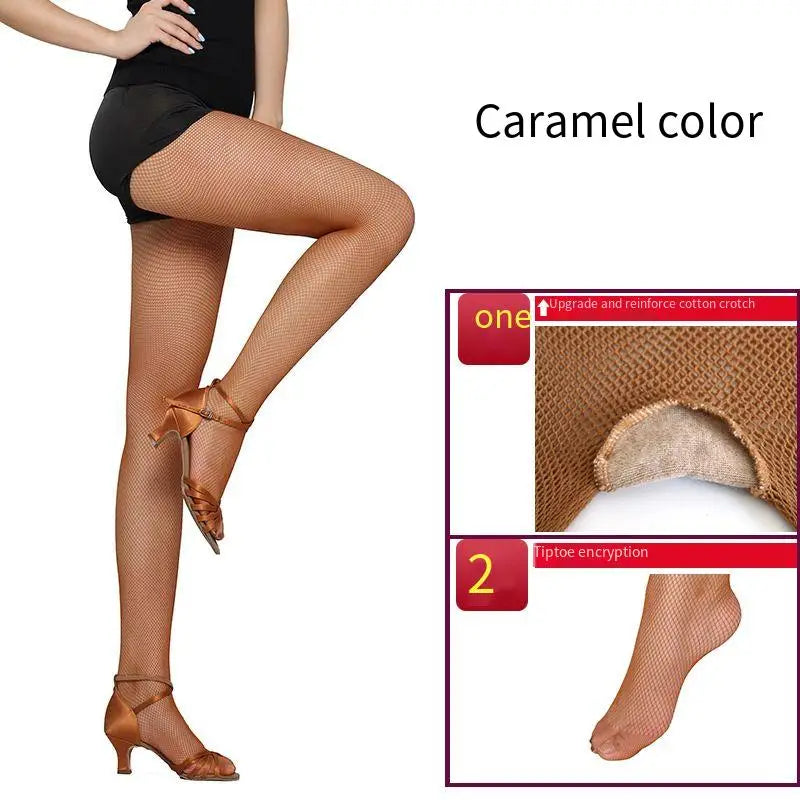 Women's Professional Soft Stretch Non-slip Dance Fishnet Tight Stockings Samba Tango Latin Dance Pantyhose