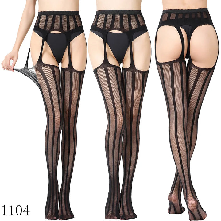 Womens Lingerie Body Garter Belt Thigh High Sheer Nylon Stockings Suspenders Sexy Pantyhose/tights