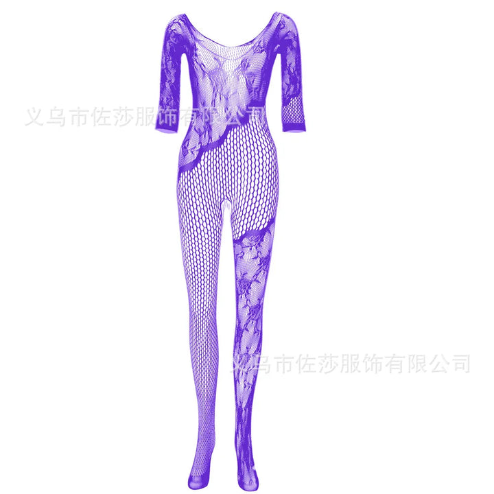 Black Dress Hollow Out Erotic Floral Lace Sexy Fat Women Plus Size Lingerie Fishnet Bodystocking WIth Handcuffs