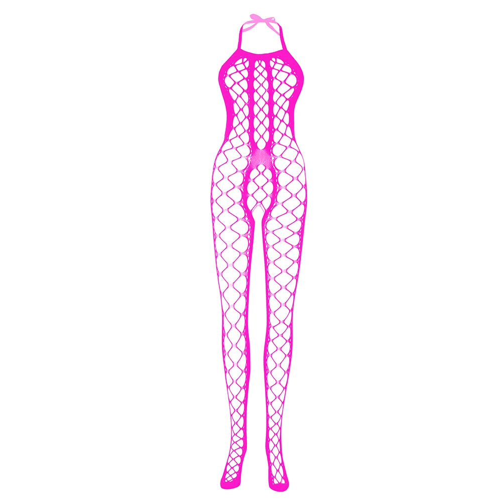 Sexy Black Nude Full Body Fishnet Stockings Women Temptation Perspective Leggings Open Crotch Erotic Pantyhose Lingerie