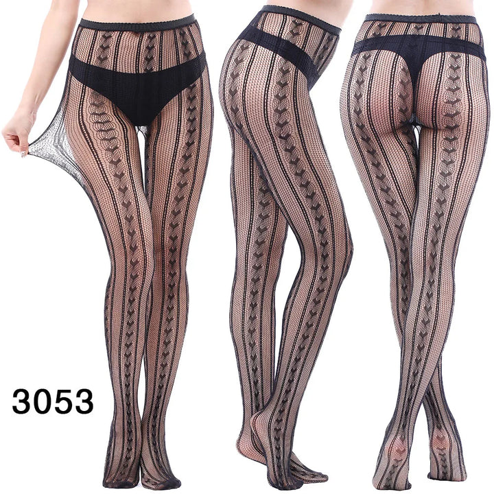 High Waist Fishnet Leggings Pantyhose Mock Suspender Pantyhose Striped Goth Fishnets Stocking Body  Suspender Tights