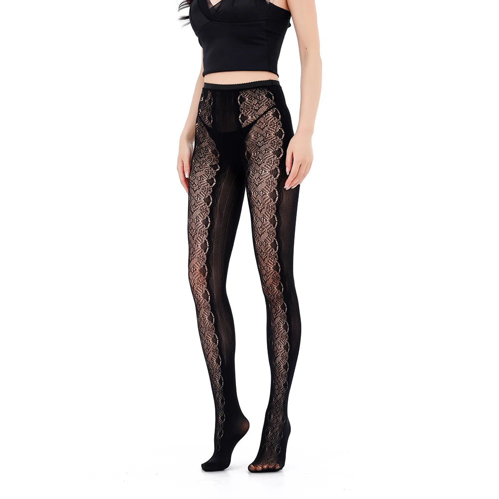 High Waist Fishnet Leggings Pantyhose Mock Suspender Pantyhose Striped Goth Fishnets Stocking Body  Suspender Tights