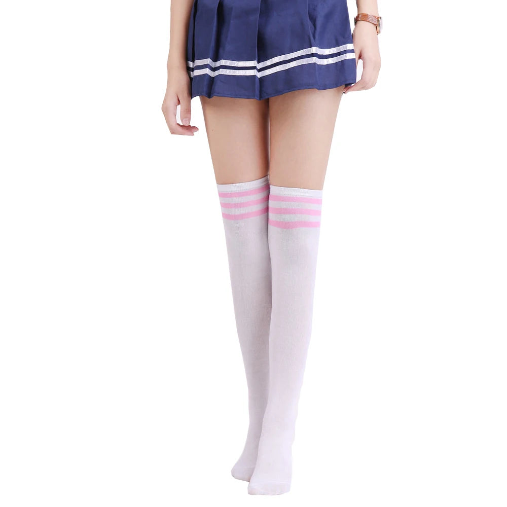 Japanese Lolita Socks Cotton Hosiery Girl Uniform Socks Lined Retro Socks for Adult Costumes Stockings