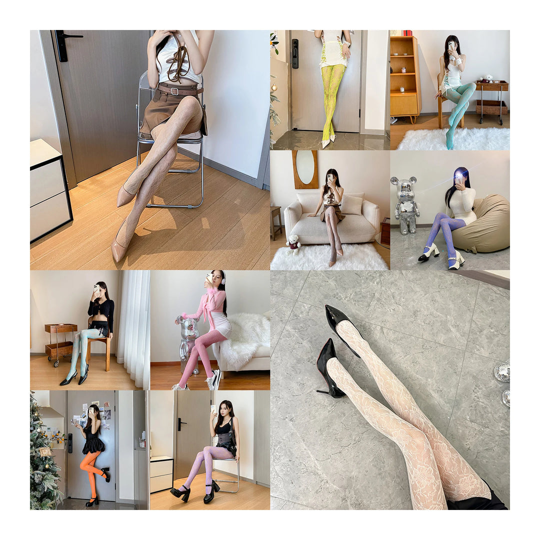 OEM Custom Sexy Mesh Exotic Dancewear Black Lace Large Size Stockings Summer Colorful Fishnet Pantyhose / Tights for Women