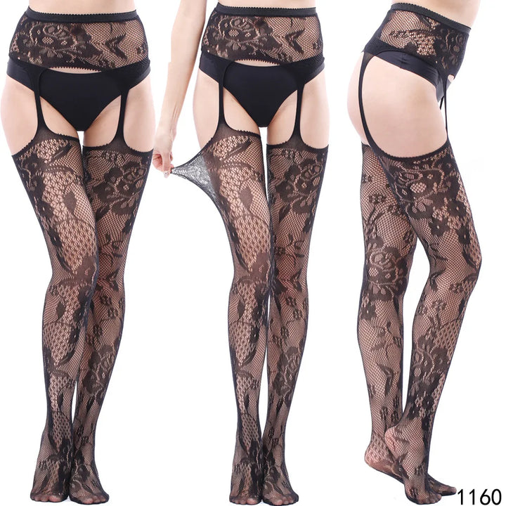 Womens Lingerie Body Garter Belt Thigh High Sheer Nylon Stockings Suspenders Sexy Pantyhose/tights