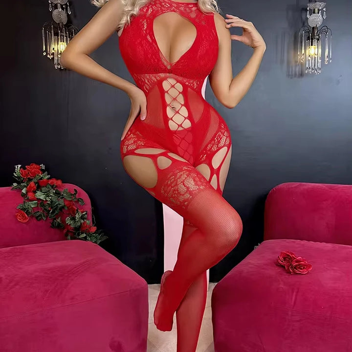 2025 NEW Lingerie Manufacturer Body Stockings Sexy Black Lace Crotchless Exotic Dancewear Women Sexy Mesh Lingerie