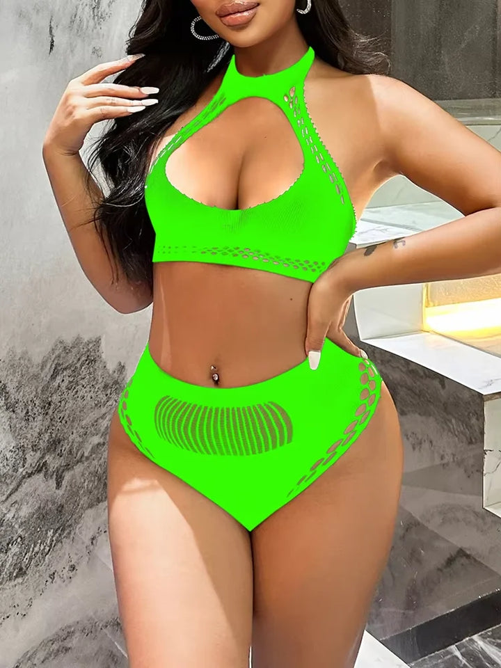 Two Piece Lingerie Underwear Bodysuit Set Women Clothing  Sexy Lingeries Body Stocking Transparent Solid