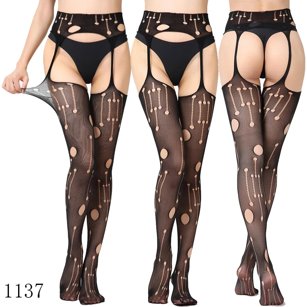 Womens Lingerie Body Garter Belt Thigh High Sheer Nylon Stockings Suspenders Sexy Pantyhose/tights