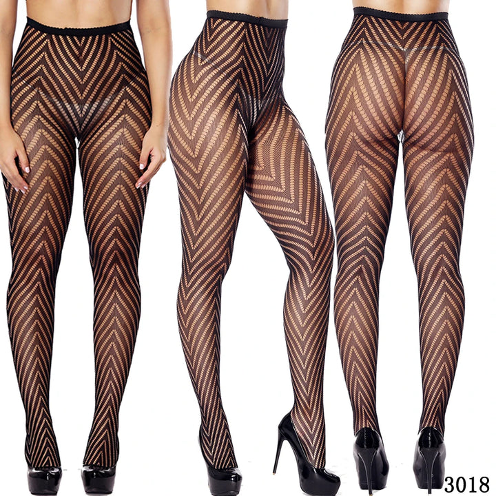 High Waist Fishnet Leggings Pantyhose Mock Suspender Pantyhose Striped Goth Fishnets Stocking Body  Suspender Tights