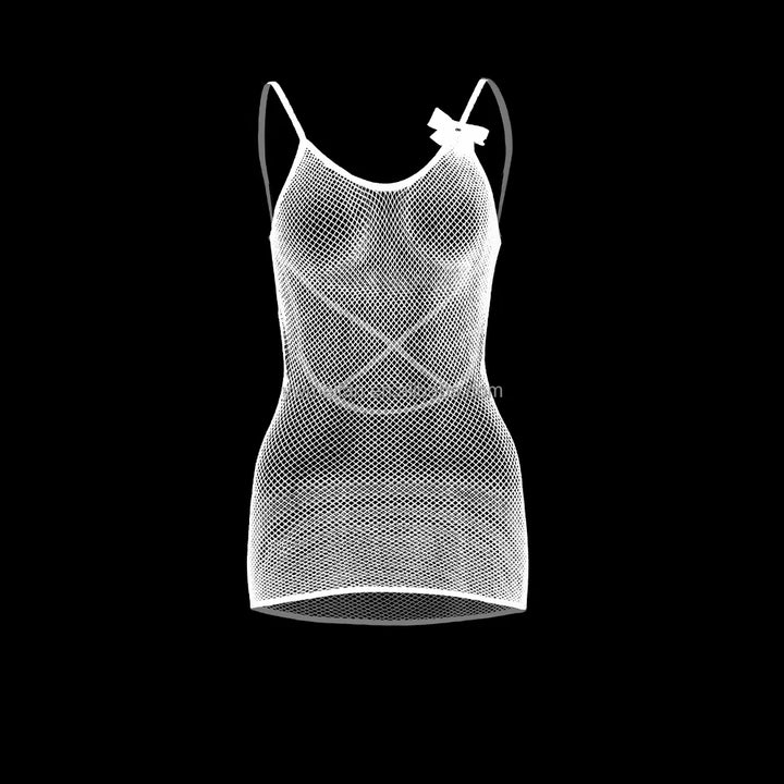 Hot Sales Women Sexy Fishnets Designer New Solid Color Mesh Lingerie With Bow Strap Cutout Bodystocking Dresses