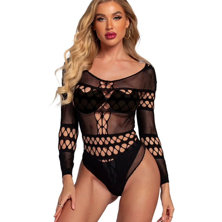 2024 Hawaiian Bikini Mesh Lingerie Femme Sexy  See Through Body Stockings Full Body Sexy Fishnets Bodysuit for Women