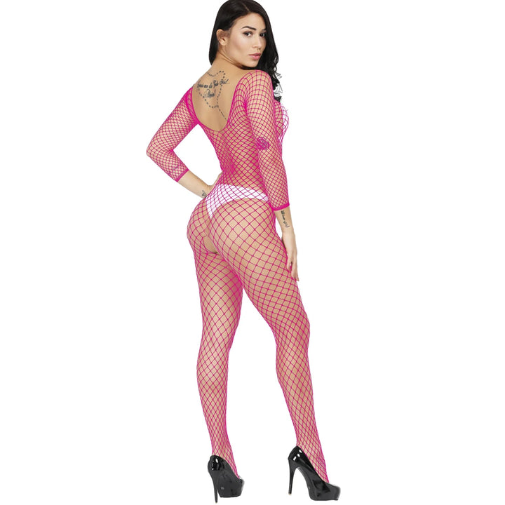 Wholesale Women's Fishnet Bodystocking One -piece Longsleeve Bodysuit Sexy Lingerie for Women
