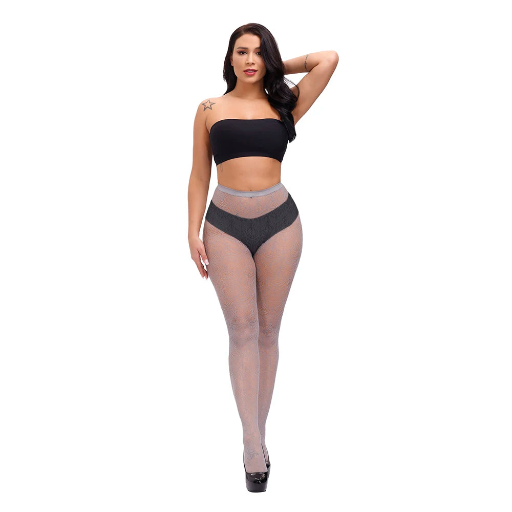 Plus Size Nylon Fishnets Pantyhose Tights 220lbs  Women's Jacquard  Hosiery Stockings Women's High Waist Pantys Medias