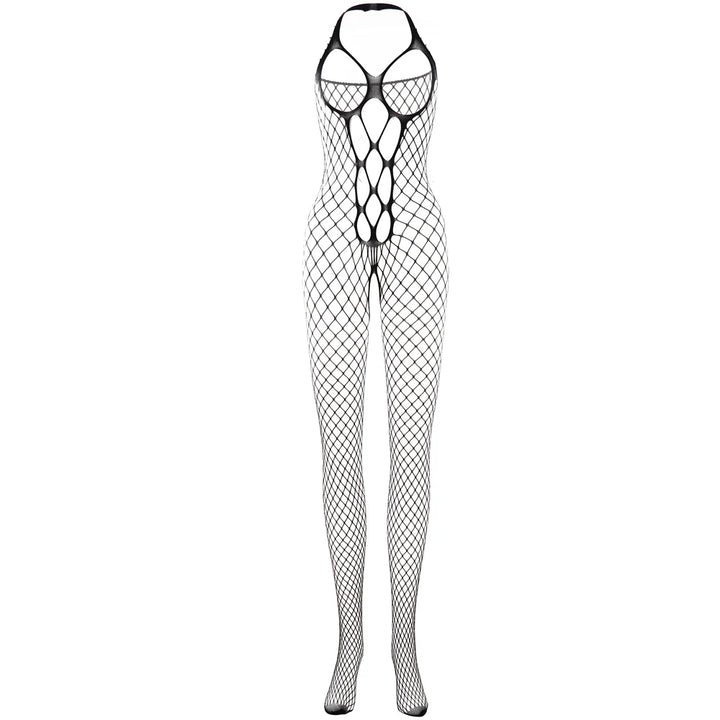 Sexy Erotic Lingerie Femme Sexy Hollow Out Halters Exposed Breast Bodystocking Lingerie Stockings Crotchless Erotic