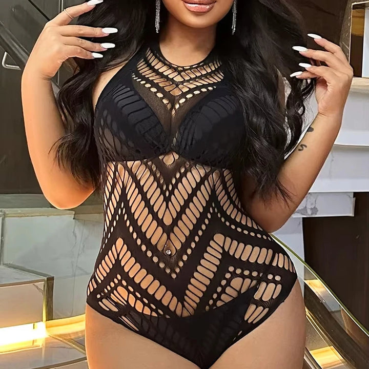 Women's Sexy Mesh Bodystocking Fishnet Lingerie Sleeveless Bodysuits One Piece Jumpsuit Underwear Nightwear