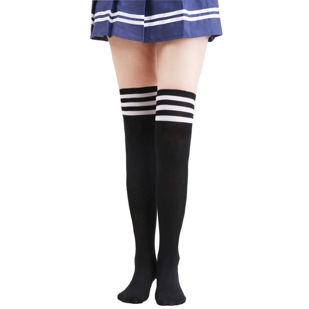 Japanese Lolita Socks Cotton Hosiery Girl Uniform Socks Lined Retro Socks for Adult Costumes Stockings