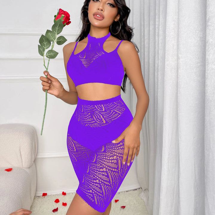2023 Design See-through Sexy Lingerie 2-Pieces Sets Nylon Fishnet Mesh Set Club Party Wear Panties Sexy Bodystocking