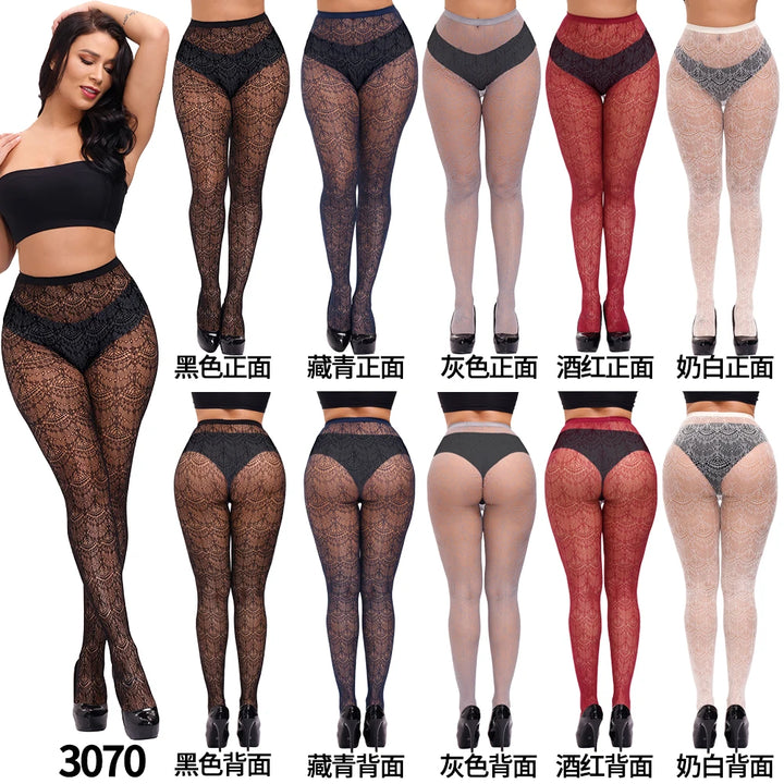 Sheer Collant Femme Fishnet Leggings Pantyhose Pantimedias Womens Lace Hollow Out Body Stockings Seamless Tights