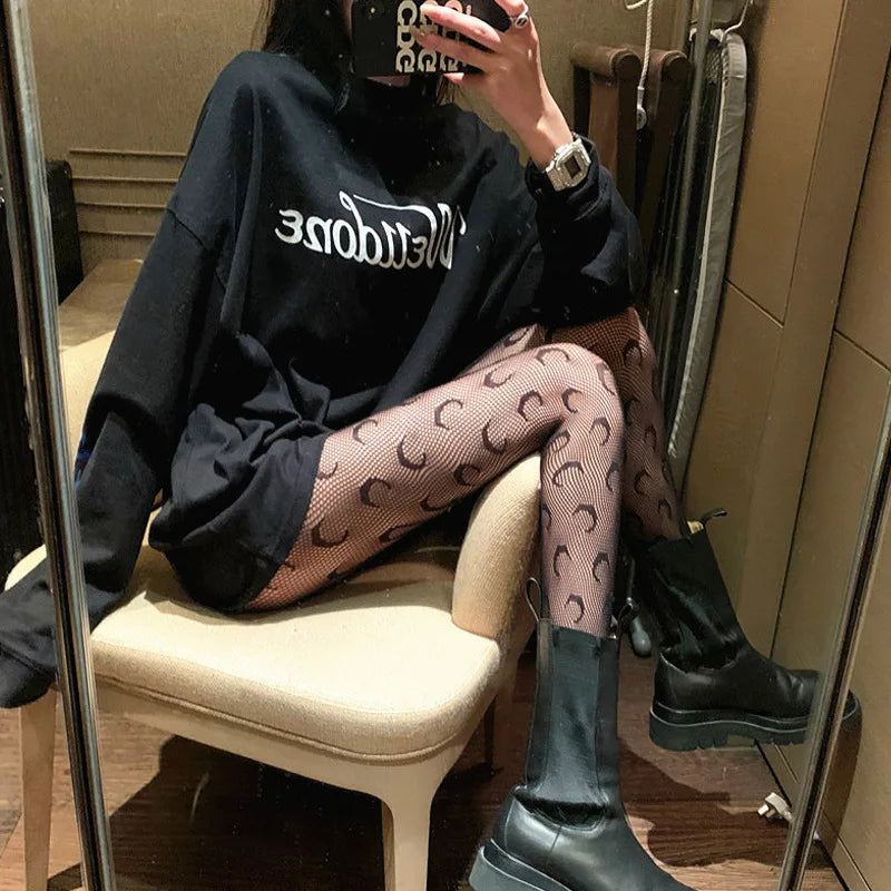 Women's Design Pantyhose Customize Print Popular Brand Logo Tights Fashion Sexy Fishnet  Stockings
