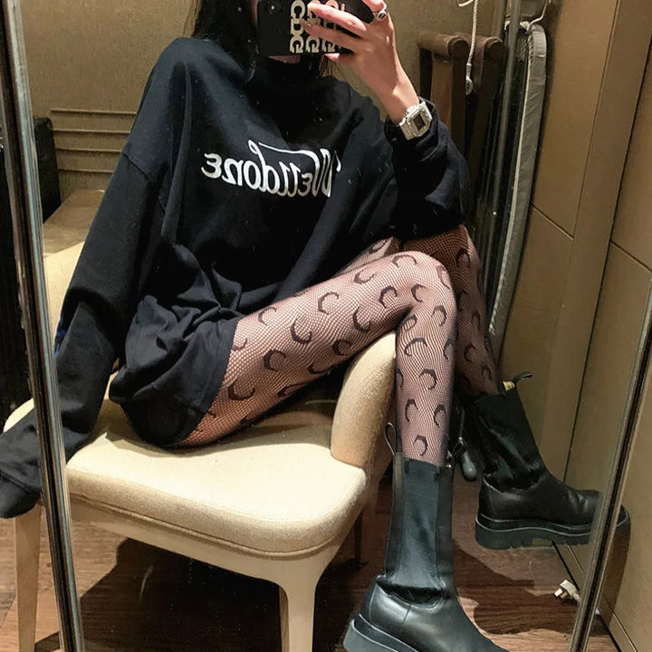 Women's Design Pantyhose Customize Print Popular Brand Logo Tights Fashion Sexy Fishnet  Stockings