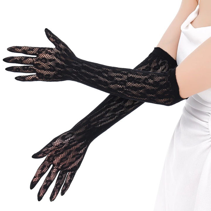Rhinestone Lingerie Decor Long Gloves for Party Wear Hot Leopard Mature Girls Shiny Sparkle Diamond Costume Accessory