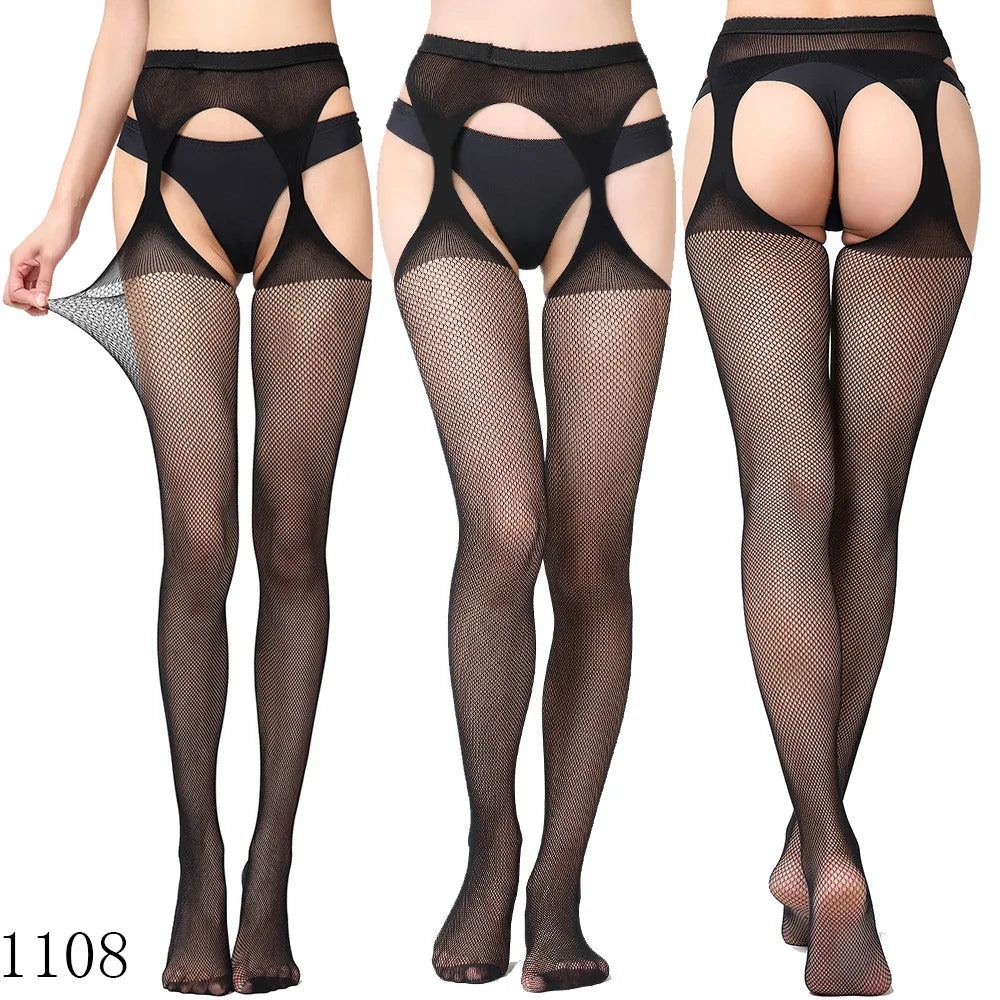 Womens Lingerie Body Garter Belt Thigh High Sheer Nylon Stockings Suspenders Sexy Pantyhose/tights