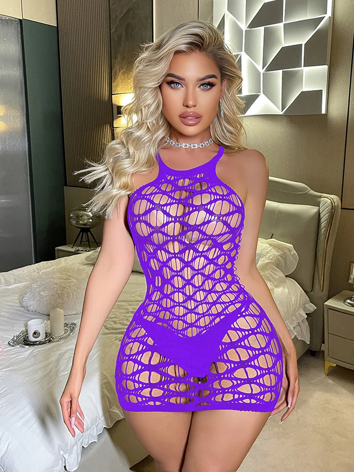 Hollow Out Bodycon for Women Sexy Perspective Underwear Black Designer Lingerie Femme Sexy Crotchless Body Stocking