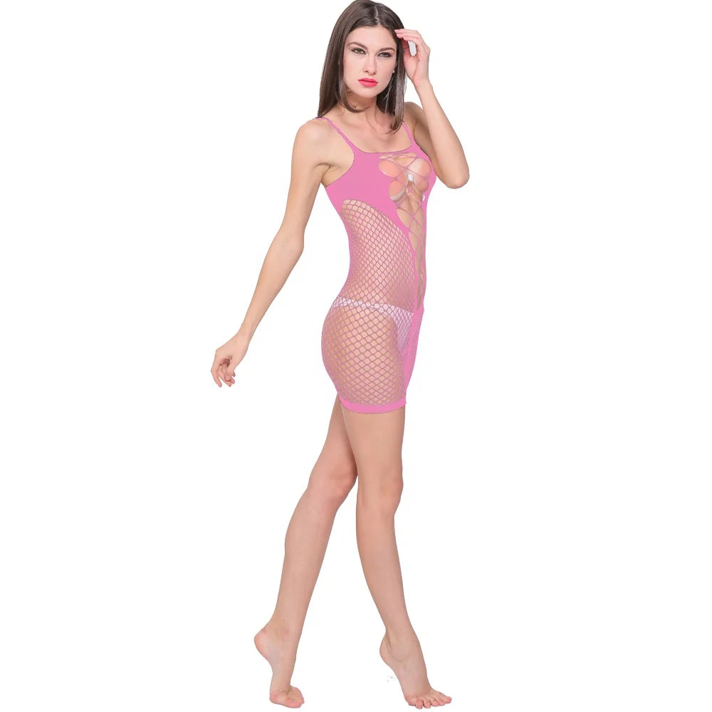 Hollow Out Women Sexy Bodystocking Lingerie Fishnets Stockings Dress Femme Erotic Sheer Body Stockings Full Body