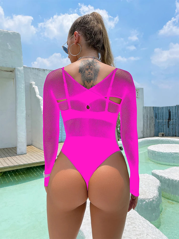 New Ins Sexy Lingerie Mesh Hollow Out Transparent Fishnet Bodystocking Dresses Women