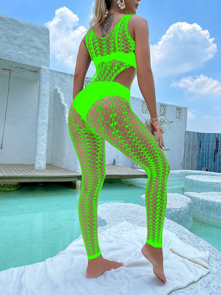 Wholesale Sexy Crotchless Body Stocking Hosiery Women's Sexy Mesh Sheer Lingerie Bodystocking Bodysuits Femme Sexy