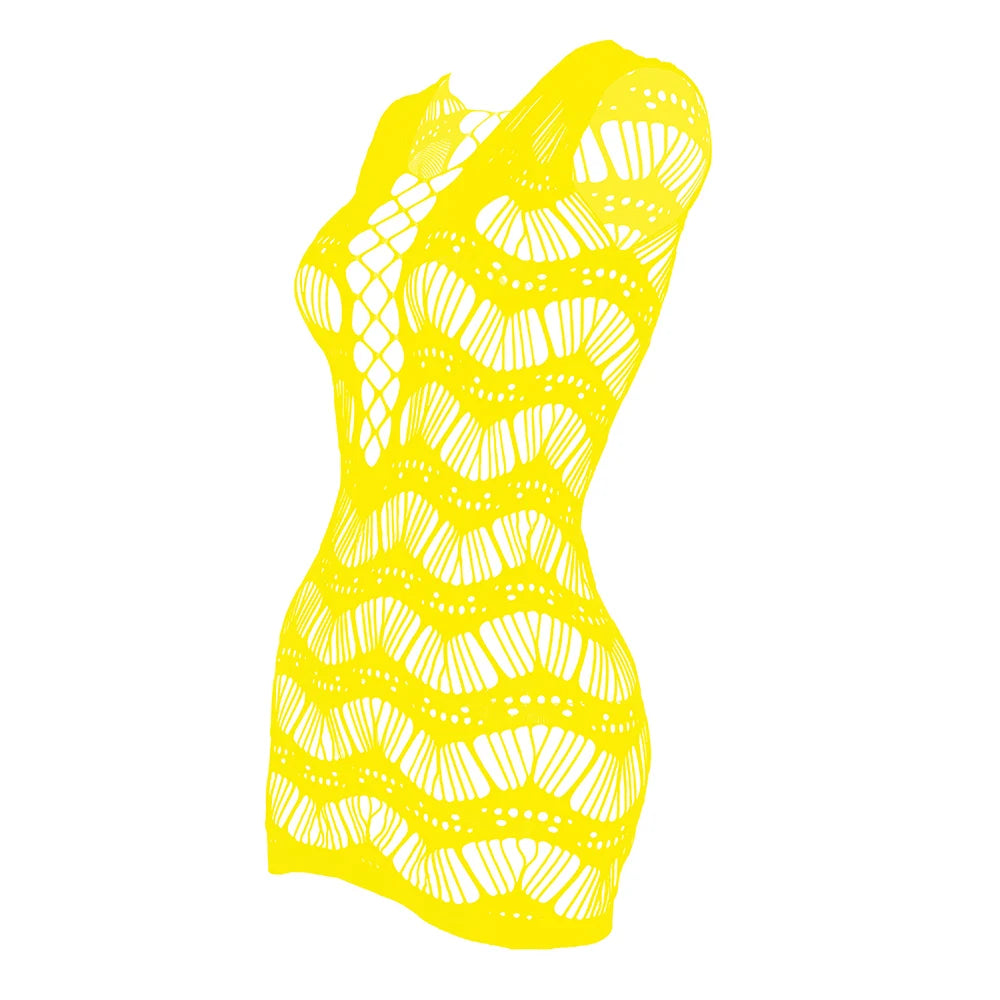 Sexy Body Stocking Dress Transparent Hollow Out Jumpsuit Plus Size Bodycon Dress Lingerie Bodysuits Club Outfits for Women
