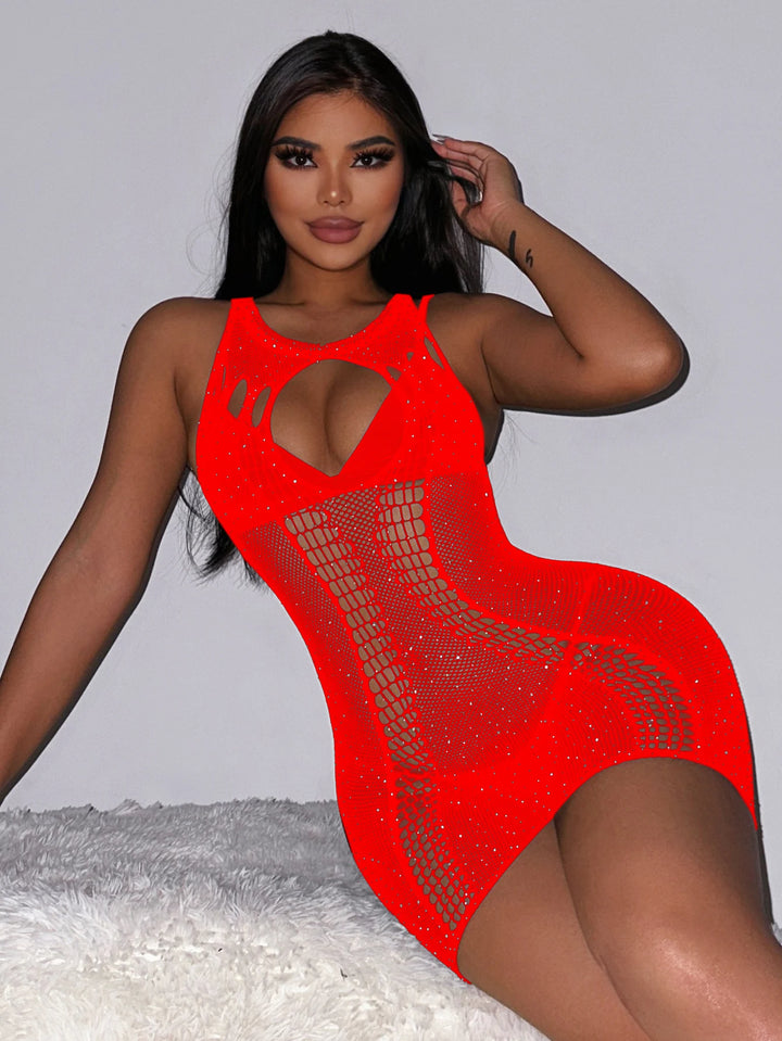 Popular Rhinestone Babydoll Lingerie Femme Sexy Body Stocking Lingerie Dress Party Club Exotic Performance Dancewear