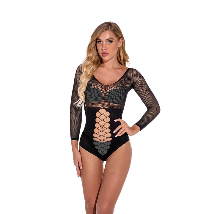 Custom Women's Sexy Fishnet Body Doll Rhinestone Lingerie Mesh Sheer Bodystocking Crotchless Erotic Lingerie Sexy