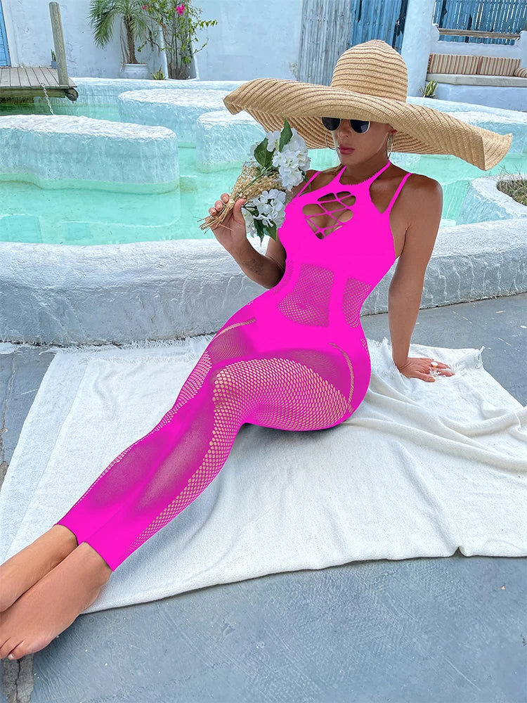 Hot Sales  Crotchless Sexy Full Body Fishnets Pantyhose Cutout Women Erotic Bodysuit Mesh  Fishnet Bodystocking