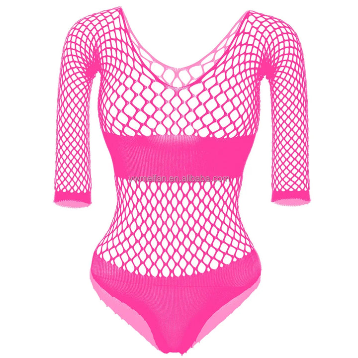 Valentine's Day Mesh Lingerie Dress Sexy Fishnets Bodysuit Women Summer Bikini Underwear Thong Body Stocking Dress