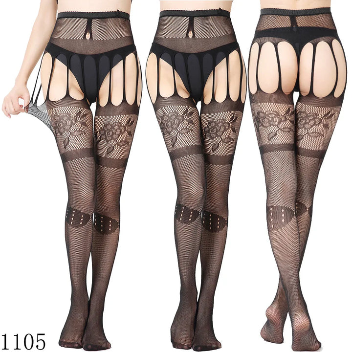 Womens Lingerie Body Garter Belt Thigh High Sheer Nylon Stockings Suspenders Sexy Pantyhose/tights