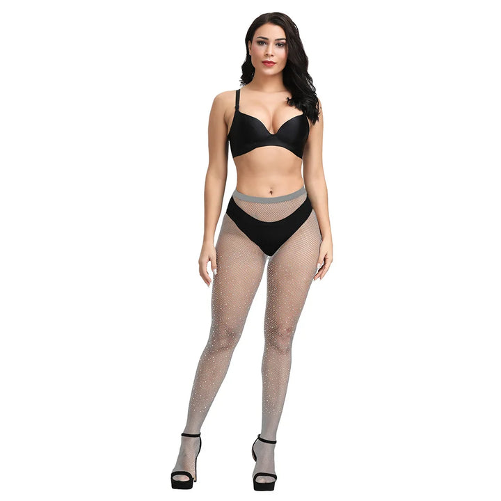 Rhinestone Gem Pantyhose Tights Women Sexy Nylon Hosiery Stockings Costumes Party Bling Lingerie Candy Color Leggings