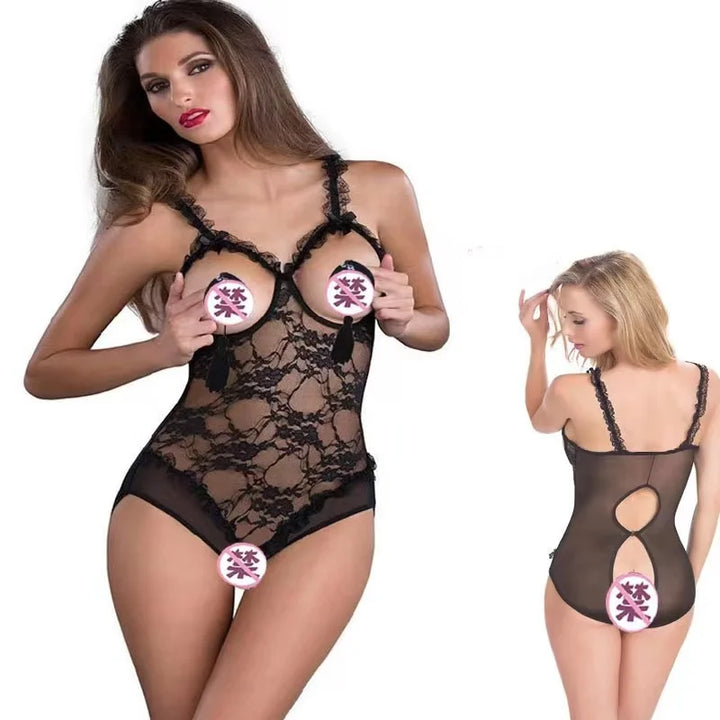 Plus Size Lingerie Sexy Bodysuit for Women Sexy One-Piece Fishnet Teddy Valentine's Day Teddy Bodysuit Lace Babydoll