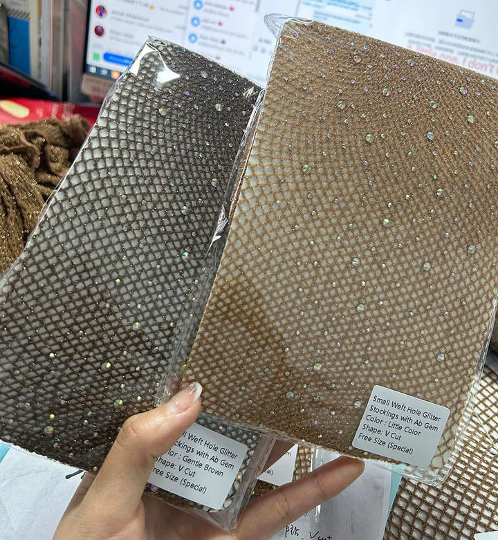 Women Tights Sexy Stockings Fishnet Shine Gemstone Pantyhose Glitter Stockings Glossy Femme Medias Carnival Plain Stocking