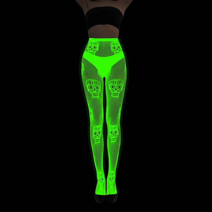 Glow in the Dark Net Socks Sexy Party Luminous Fishnet Pantyhose Women Stocking Tights Sheers Nylon Socks Mesh Pantyhose