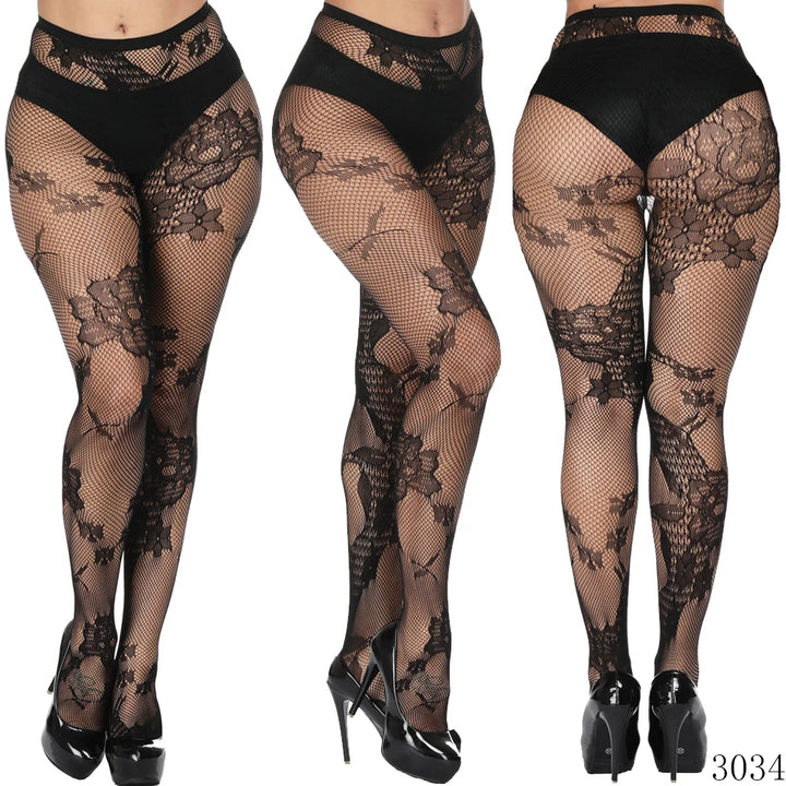 Stylish Medias De Rejilla Women Floral Fishnet Stockings Collant Femme Pantyhose Casual Daily Hosiery Thin High Tights